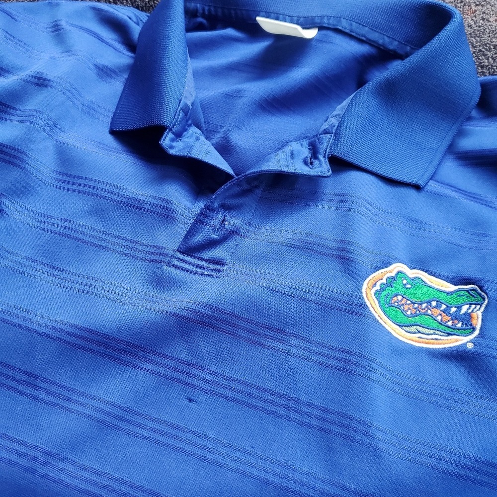 Adidas Florida Gators Polo Blue Striped Embroidered NCAA Golf Shirt Large